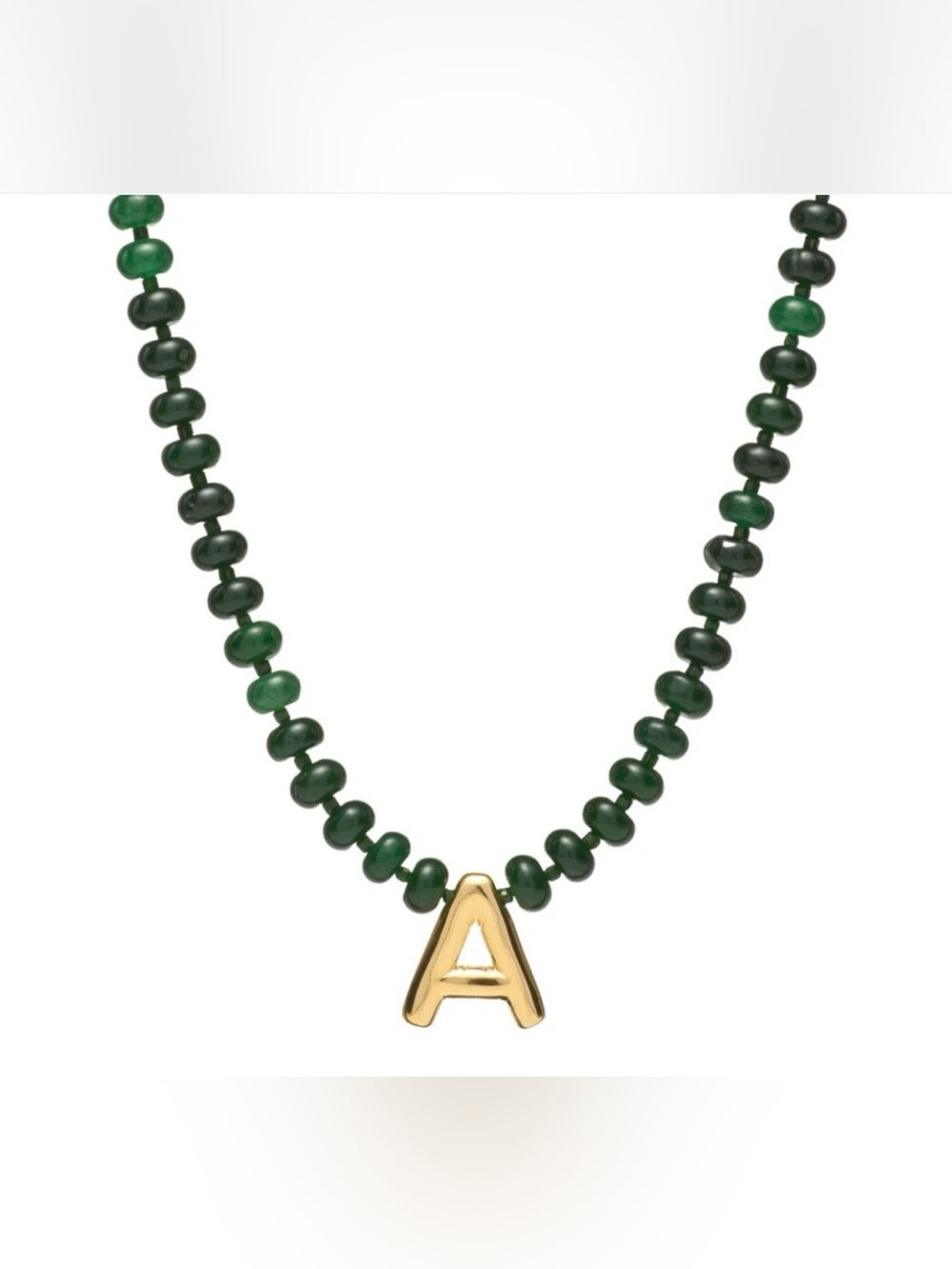 NEW✨ Mayamar Genuine Jade Stone Beaded Initial Necklace 24k Gold Dipped Letter A